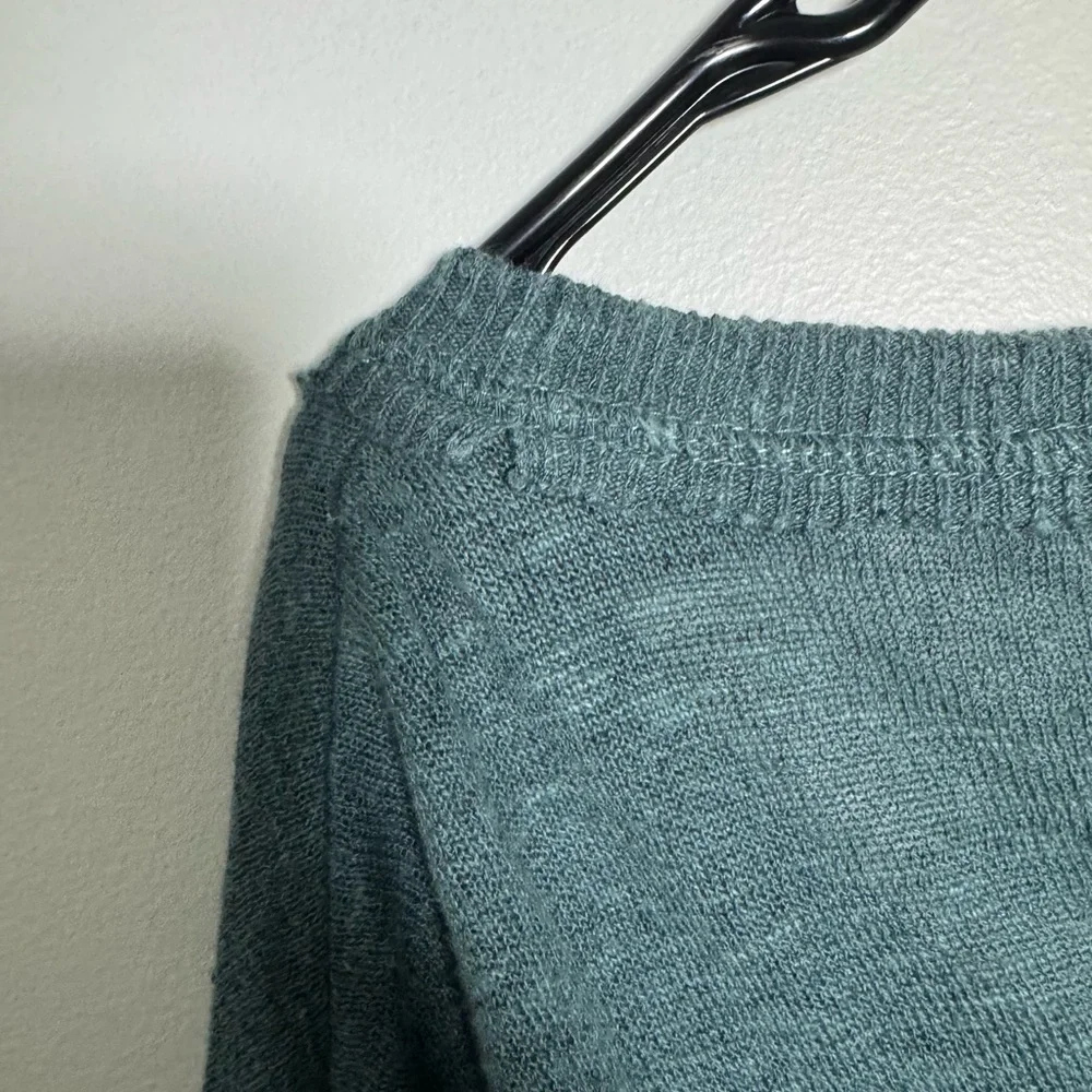 Free People Teal Knit Long Sleeve Top Small Boho Lightweight Sweater